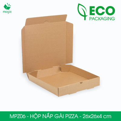 MPZ06 - 26x26x4 cm - 20 Hộp nắp gài pizza đa dụng - Hộp nắp gập, hộp carton gói hàng, hộp quà