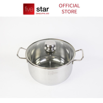 Bộ Nồi Chảo 3 Đáy Inox 430 Cao Cấp Fivestar Standard 6 món nắp kính , dùng được mọi bếp