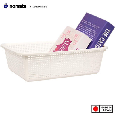 Rổ nhựa chữ nhật Inomata Simple - Màu trắng - Hàng Nội Địa Nhật Bản