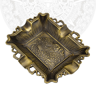 Gạt Tàn Xì Ga 4 Điếu YJA-20020 LI Họa Tiết Hình Con Sư Tử Bằng Đồng Cực Đẹp