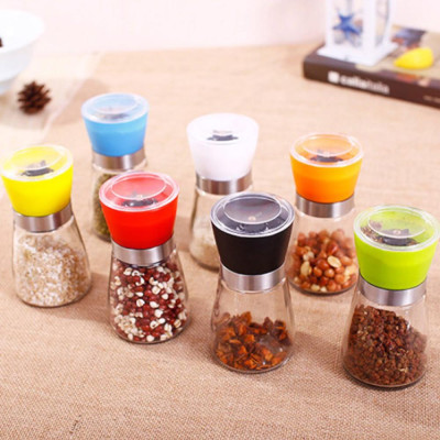 Lọ Xay Tiêu Cầm Tay Bằng Thủy Tinh Nhỏ Gọn Có Nắp Đậy Kín Đáo, Xay Nhuyễn và Rắc Tiêu Tiện Dụng