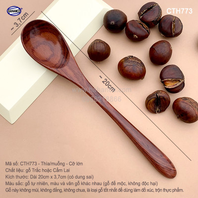 Thìa/Muỗng gỗ Trắc/Cẩm cỡ lớn (20cm) CTH773 - Decor, xúc gia vị, ăn uống siêu sạch