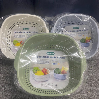 Bộ chậu kèm rổ đa năng Hokori Chính Hãng Việt Nhật Plastic