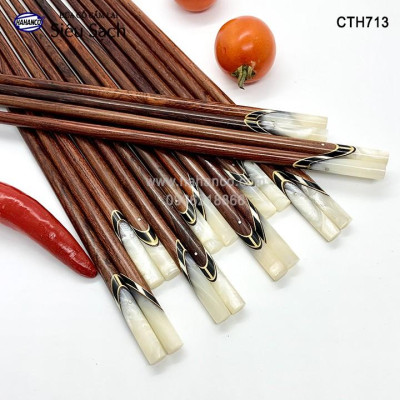 Đũa gỗ Cẩm Lai - Đầu cẩm thạch chéo đủ mẫu đẹp (10 đôi/Hộp) Sang trọng trên bàn ăn, An toàn cho sức khỏe