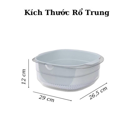 Bộ thau rổ vuông trong HOKORI nhựa VIỆT NHẬT cao cấp - Rửa rau củ quả, trộn thực phẩm - Hàng chính hãng