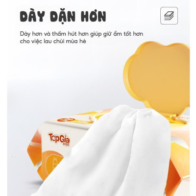 Khăn ướt cao cấp Topgia 80 tờ 15x20cm mềm mại, không mùi không parabens