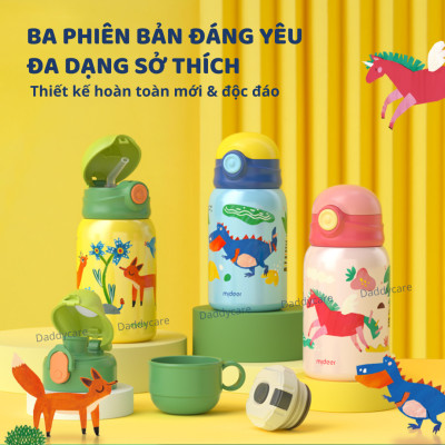 Bình nước cho bé đi học giữ nhiệt  Mideer Vacuum Insulated Bottle có ống hút dây đeo cao cấp