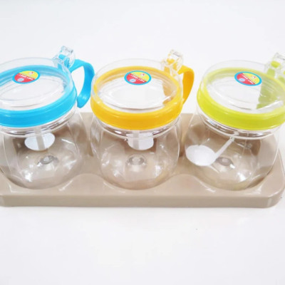 COMBO Ống Đựng Đũa Thìa Có Móc Treo Kèm Khay Cắm Dao Kéo + bộ 3 Lọ Đựng Gia Vị VN - ( giao ngẫu nhiên )