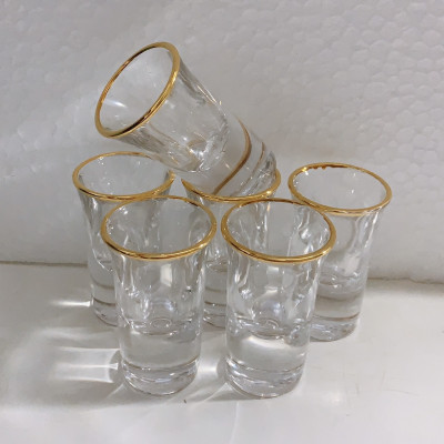 BỘ 6 LY RƯỢU THỦY TINH TEAPOS VIỀN VÀNG 20ML - ANTH694