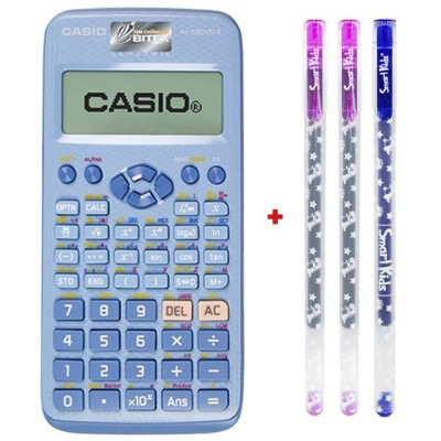 Máy Tính Casio FX580VN X-BU - Màu Xanh - Tặng Kèm 3 Bút Gel G01 0.5 mm (2 Mực Tím + 1 Mực Xanh)