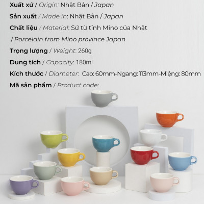 Ly sứ Origami Cappuccino Latte Bowl 180ml uống trà cà phê