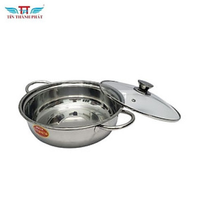 Nồi lẩu inox 430 nắp kiếng quai ống chắc chắn Tín Thành Phát  Size 24cm - 26cm, bền bỉ, tiện dụng