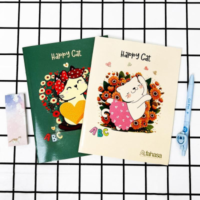 Combo 5 Tập Học Sinh Happy Cat 4 Ô Ly 96 Trang 80gsm - The Sun 02 (Mẫu Màu Giao Ngẫu Nhiên)