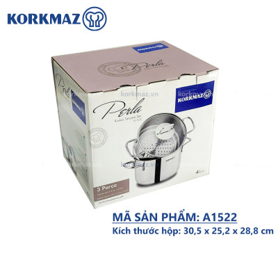 Bộ nồi xửng hấp inox 18/10 Korkmaz Perla 24cm