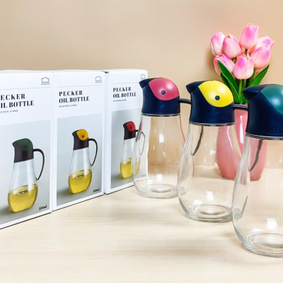 Bình Rót Dầu Nắp Mở Tự Động Tiện Lợi Bằng Thủy Tinh Cao Cấp Dung Tích 550ml CKO201 (cam kết hàng chính hãng)