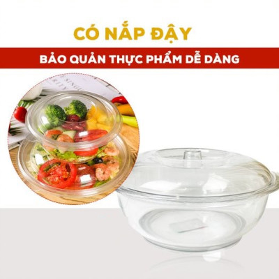 Âu phíp tròn trong suốt có nắp đậy Việt Nhật - Tô cơm, bát đựng canh, đựng thực phẩm an toàn tiện lợi - Hàng chính hãng