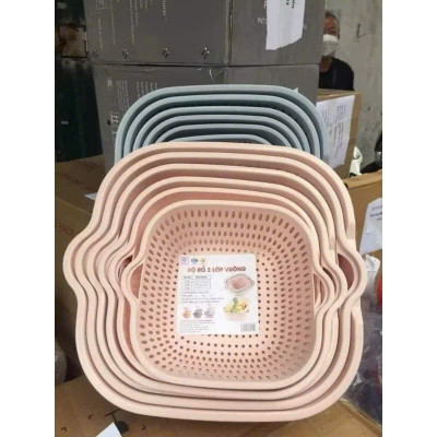 Set 6 Rổ Chậu Vuông Nhựa An Toàn - Tiện Dụng Cho Nhà Bếp Và Gia Đình - HÀNG CHÍNH HÃNG MINIIN