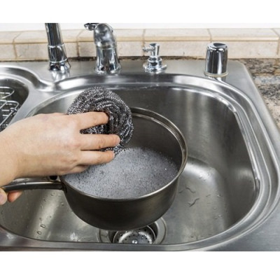 Combo 01 búi thép cọ xoong, nồi, chảo không rỉ 60g + 01 set 06 miếng mút rửa chén bát Kokubo - Nội địa Nhật Bản