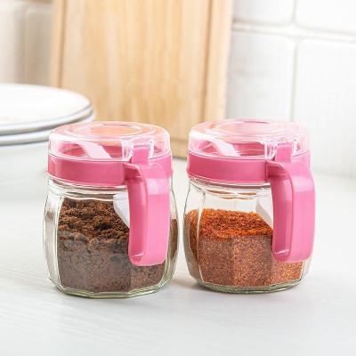 Set 5 hủ đựng gia vị thủy tinh lớn thiết kế thông minh đi kèm thìa múc tiện lợi giúp nhà bếp gọn gàng và đẹp mắt hơn có hộp đựng sang trọng  