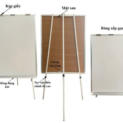Bảng Flipchart 3 chân viết bút lông từ Hàn Quốc KT 0.6x0.8m