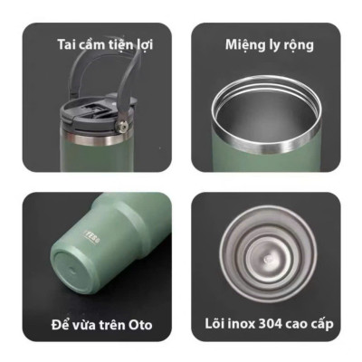 Cốc giữ nhiệt TYESO TS-8829 1050ml tay cầm công thái học Chống tràn & Giữ nhiệt 12 tiếng