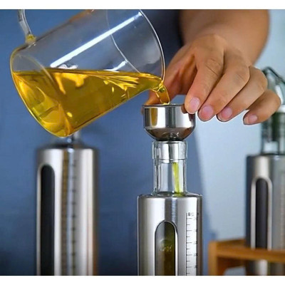 Chai Đựng Dầu Ăn  , Nước Mắm 200 ML Thủy Tinh Bọc Inox Cao Cấp – Bình Rót Gia Vị Tiện Lợi