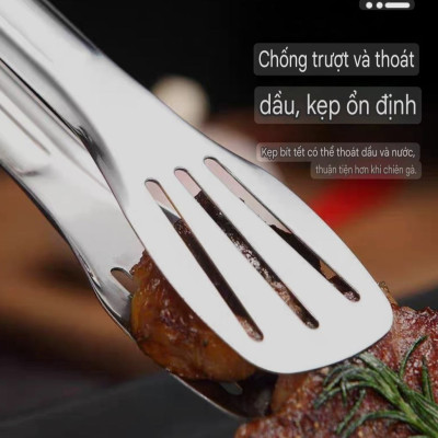 kẹp gắp thức ăn dạng khía inox cao cấp- 18cm - 24cm - 28cm