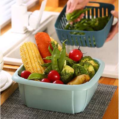 Rổ nhựa kèm chậu 2 trong 1 có nắp đậy GROFA - Giao màu ngẫu nhiên 