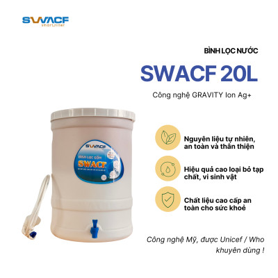 Bình lọc nước uống trực tiếp SWACF 20L | CWFLT, lõi lọc 10L, tốc độ lọc 2 - 4 lít/giờ, giữ khoáng thiết yếu - Công nghệ Mỹ