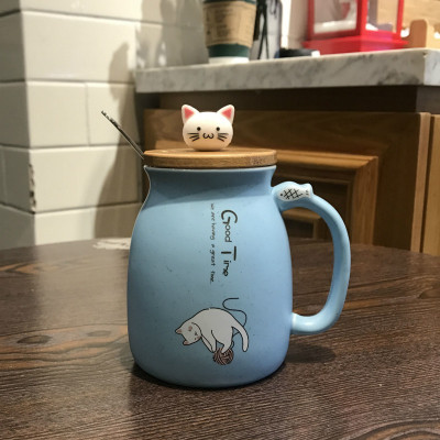 Ly Sứ Cao Cấp Nắp Gỗ Dễ Thương Thể Tích 400ml