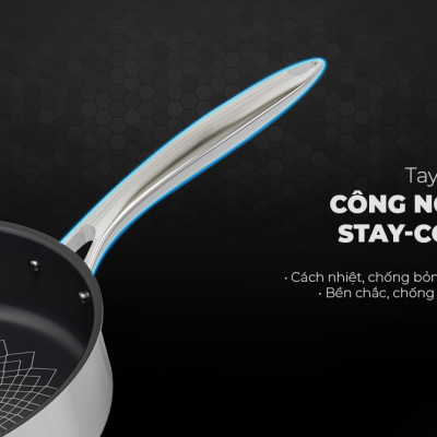 Chảo Inox 3 lớp Ultra Titanium Sunhouse STIM - Dùng cho mọi loại bếp - Hàng chính hãng