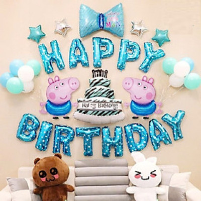 Sét Bong Bóng Trang Trí Sinh Nhật Nhiều Mẫu Kèm Bơm Tay- Hàng Chính Hãng 