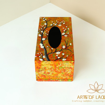 Hộp Giấy Da Cam Họa Tiết Hoa Mai