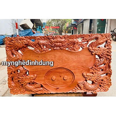 Khay ngũ long để bộ ấm chén bằng gỗ  hương đá kt 38x68x3.5cm 