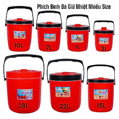 THÙNG PHÍCH ĐỰNG ĐÁ - BÌNH GIỮ NHIỆT TRÒN CÓ QUAI XÁCH NHIỀU SIZE 28L - 22L - 15L - 10L - 7L - 5L - 3L