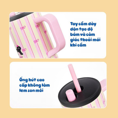 Ly Giữ Nhiệt Có Quai Cầm Họa Tiết Hình Dễ Thương Pastel Dung Tích 710ml Inox316 Giữ Nhiệt Tốt 6-8 Tiếng - HÀNG CHÍNH HÃNG MINIIN