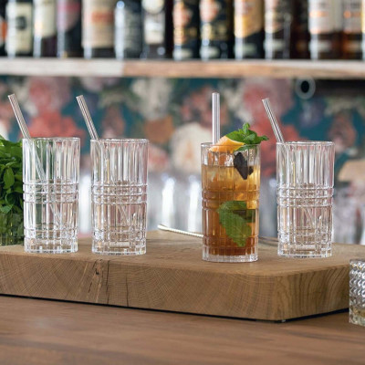 Set 4 Cốc pha lê Nachtmann TASTES GOOD Longdrink 103144 Kèm ống hút hàng chính hãng