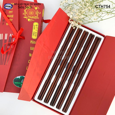 Đũa đầu búp gỗ Trắc Việt Nam Siêu sạch (10 đôi) Kháng khuẩn, không nấm mốc (CTH754) để mộc siêu bền - an toàn sức khỏe