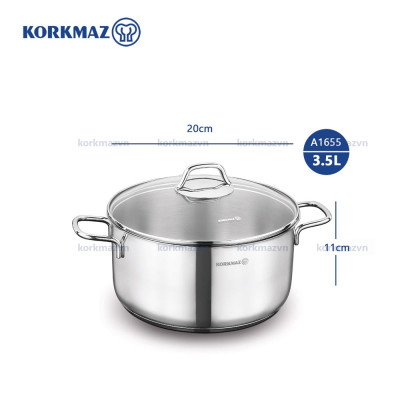 Nồi inox 18/10 Korkmaz Perla 3.5 lít - 20x11 cm