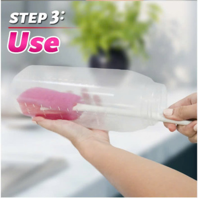 Cây cọ rửa bình, chai lọ 3M Scotch-Brite, lớp mút cao cấp lấy sạch vết bẩn, 1 cây, 5x36x3cm, Dùng cọ rửa bình, chai lọ