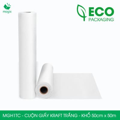 MGH1TC - 50cm x 50m - Cuộn giấy Kraft Trắng gói hàng, giấy gói quà, giấy lót | Magix Packaging