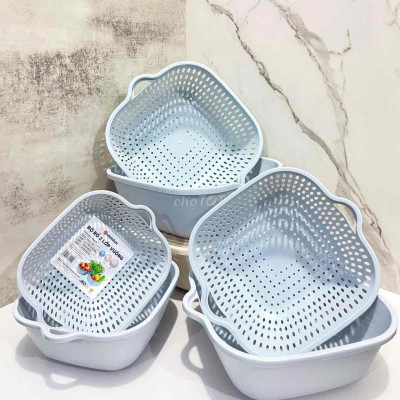 Bộ Rổ thau 6 món Ráo Nước 2 Lớp Cao Cấp Tiện Lợi, Rổ Đựng Rau, Hoa Quả - HÀNG VIỆT NAM