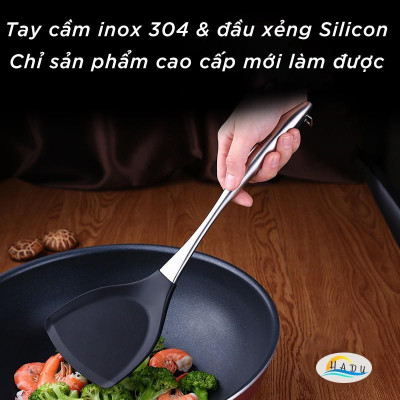 Muôi Múc Canh Xẻng Nấu Ăn Silicone Inox 304 Cao Cấp Đạt Chất Lượng Đức RMN