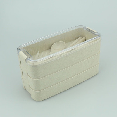 Hộp Đựng Cơm Văn Phòng, Cặp Lồng Cơm Lúa Mạch 3 Tầng Tặng Kèm Thìa Lúa Mạch - Hàng Loại 1 - Chính Hãng MINIIN