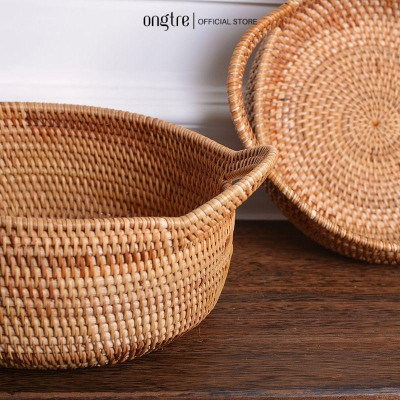 Khay Mây Guột ONGTRE Đựng Trái Cây, Decor Phòng Khách tiện lợi