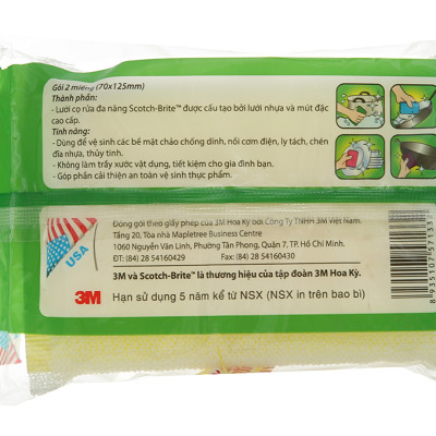 Gói 2 miếng cước lưới cọ rửa đa năng siêu bền không làm trầy xước Scotch-Brite  3M CR-LU