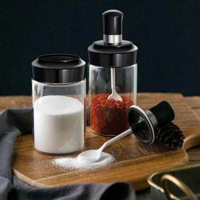 Bộ 5 Hũ Đựng Gia Vị Thủy Tinh Thông Minh (3 Hũ Gia Vị + 3 Chai Cao Nước) - HÀNG CHÍNH HÃNG MINIIN