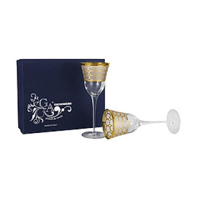 Set 6 ly pha lê GA VEMA mạ vàng 24k nhập khẩu ITALY Julia Rosenthal Gold  Italy CRISTAL 6614 