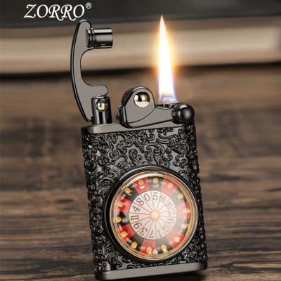 Vỏ Hột Quẹt Bật Lửa Xăng Zorro Z613 Thiết Kế Họa Tiết Vòng Xoay Roulette Đẹp Độc Lạ - Dùng Xăng Bấc Đá Cao Cấp