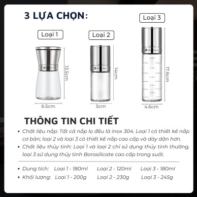 Lọ xay tiêu Inox 304 DandiHome cao cấp